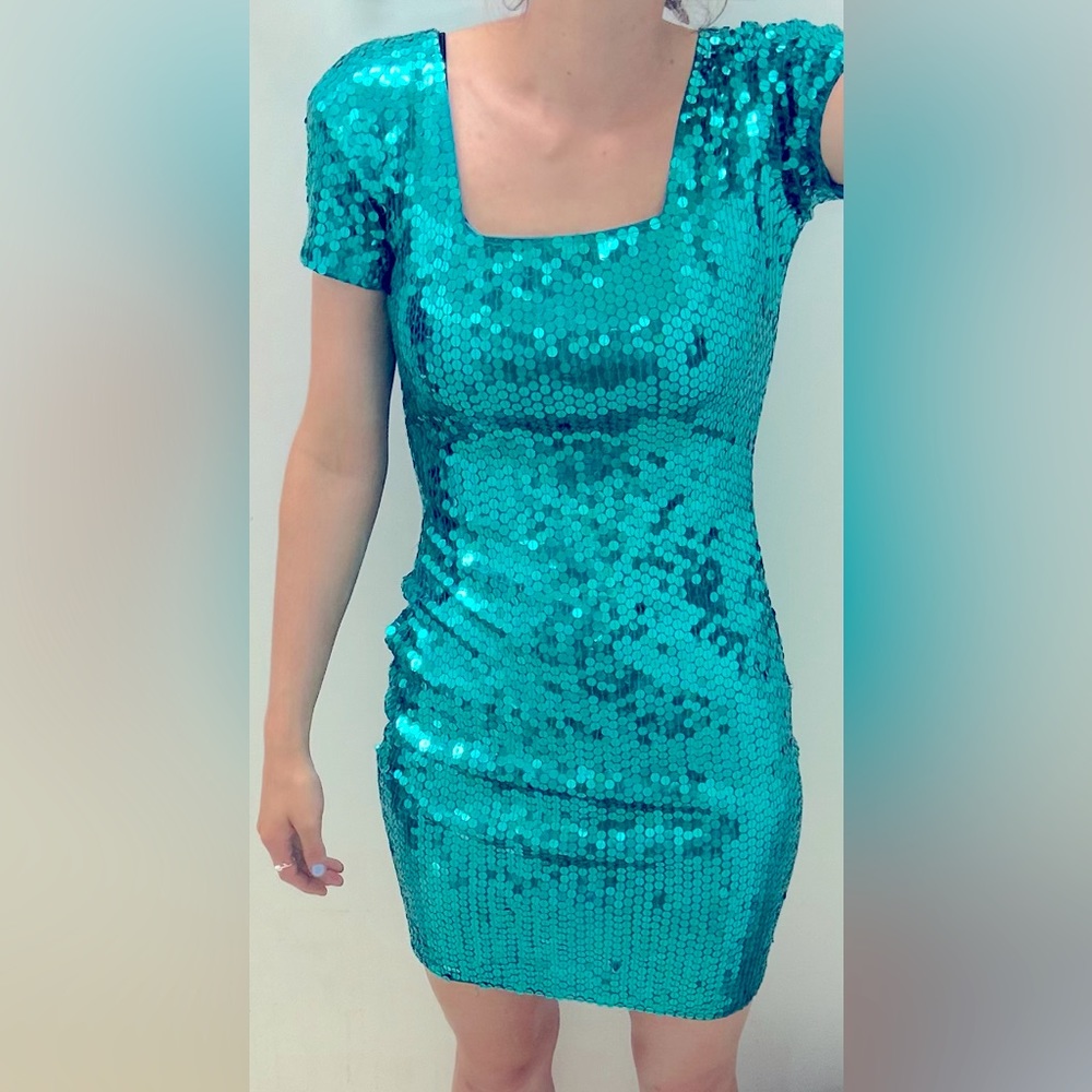 Teal Sequin Dress PERFECT FOR TAYLOR SWIFT ERAS TOUR